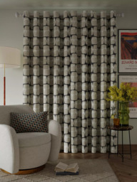 Scion Going Lohko Pair Lined Eyelet Curtains, Putty & Charcoal - thumbnail 5