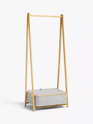 John Lewis Bamboo Rim Collapsible Clothes Rail, Grey - thumbnail 1