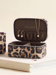 Estella Bartlett Leopard Canvas Mini Jewellery Box, Brown - thumbnail 3