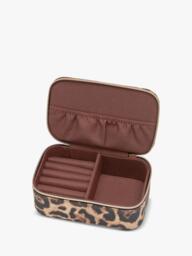 Estella Bartlett Leopard Canvas Mini Jewellery Box, Brown - thumbnail 2