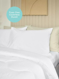 Night Lark Seersucker Coverless Duvet & Pillowcase Set, 4.5 Tog, Polar White - thumbnail 2