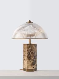 John Lewis Maelo Mushroom Table Lamp, Emperador Marble - thumbnail 1