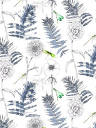 Designers Guild Acanthus Made to Measure Curtains and Roman Blind, Indigo