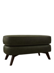 John Lewis Barbican Leather Footstool, Dark Leg - thumbnail 1