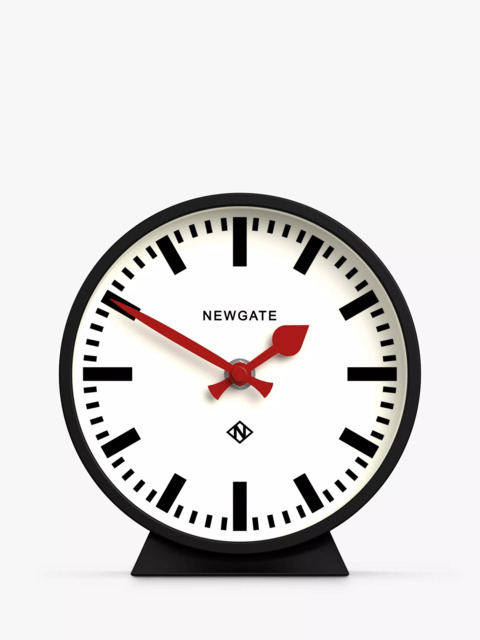 Newgate Clocks Railway Silent Sweep Round Analogue Mantel Clock, Black - image 1