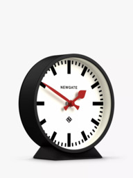 Newgate Clocks Railway Silent Sweep Round Analogue Mantel Clock, Black - thumbnail 2