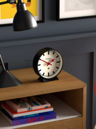 Newgate Clocks Railway Silent Sweep Round Analogue Mantel Clock, Black - thumbnail 4