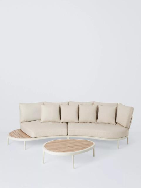 John Lewis Lozenge 4-Seater Modular Curved Garden Sofa & Coffee Table Set, Cream - image 1