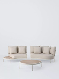John Lewis Lozenge 4-Seater Modular Curved Garden Sofa & Coffee Table Set, Cream - thumbnail 3