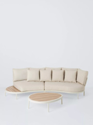 John Lewis Lozenge 4-Seater Modular Curved Garden Sofa & Coffee Table Set, Cream