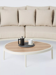 John Lewis Lozenge 4-Seater Modular Curved Garden Sofa & Coffee Table Set, Cream - thumbnail 5