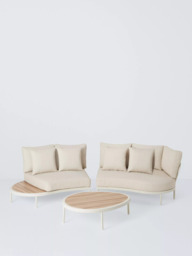 John Lewis Lozenge 4-Seater Modular Curved Garden Sofa & Coffee Table Set, Cream - thumbnail 2