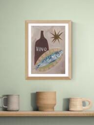 EAST END PRINTS Jazmine Joye 'Fish Supper' Framed Print, 43.4 x 33.4cm, Oak Frame - thumbnail 2