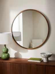 John Lewis Slim Solid Oak Wood Round Wall Mirror - thumbnail 2