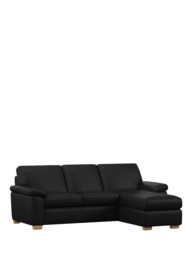 John Lewis Camden RHF Chaise Leather Sofa Bed, Light Leg