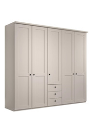 John Lewis Marlow 250cm Hinged Wardrobe with Centre 3 Drawers, Champagne