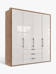John Lewis Osaka 2m Bi-Fold Wardrobe with 4 Glass Doors & 3 Glass Drawers - thumbnail 1
