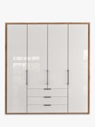 John Lewis Osaka 2m Bi-Fold Wardrobe with 4 Glass Doors & 3 Glass Drawers - thumbnail 4