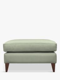 G Plan Vintage OUTLET The Seventy Two Leather Footstool, Dark Leg, Like New, Cambridge Olive