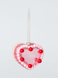 John Lewis The Enthusiast Heart Cake Bauble, Pink/Red