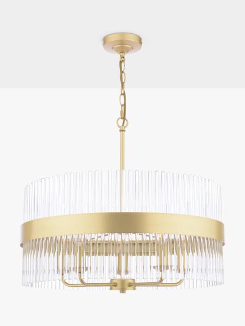 Laura Ashley Alexa 5 Arm Glass Rod Pendant Ceiling Light, Antique Brass - image 1