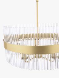 Laura Ashley Alexa 5 Arm Glass Rod Pendant Ceiling Light, Antique Brass - thumbnail 6