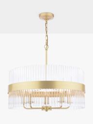 Laura Ashley Alexa 5 Arm Glass Rod Pendant Ceiling Light, Antique Brass - thumbnail 4