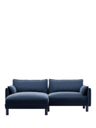 Cozmo Cozy 3 Seater LHF Chaise Sofa, Blue Velvet Blue Piping - thumbnail 3