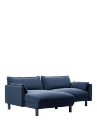 Cozmo Cozy 3 Seater LHF Chaise Sofa, Blue Velvet Blue Piping - thumbnail 1