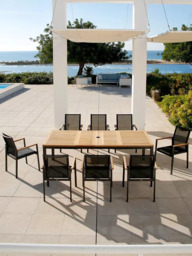Barlow Tyrie Aura 8-Seater Teak Wood Garden Dining Table & Chairs Set, Charcoal/Natural - thumbnail 4