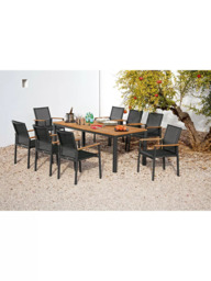 Barlow Tyrie Aura 8-Seater Teak Wood Garden Dining Table & Chairs Set, Charcoal/Natural - thumbnail 2