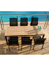 Barlow Tyrie Aura 8-Seater Teak Wood Garden Dining Table & Chairs Set, Charcoal/Natural - thumbnail 5