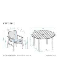 KETTLER Meadow 4-Seater Round Garden Dining Table & Chairs Set, FSC-Certified (Acacia Wood), Natural/Green - thumbnail 5