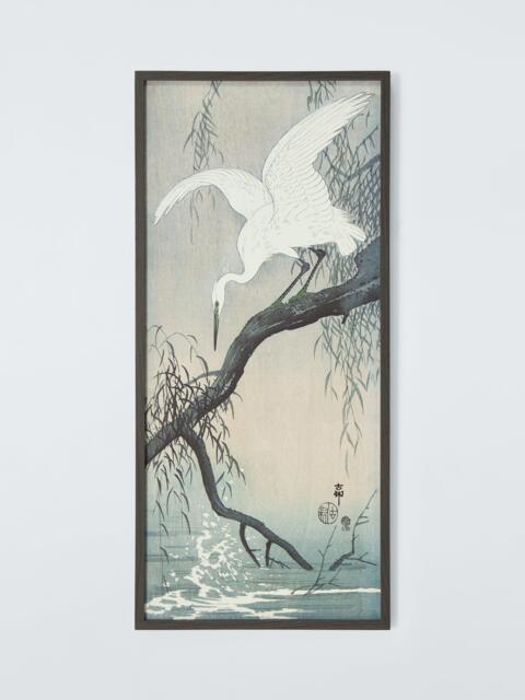 John Lewis Ohara Koson 'White Heron on Tree Branch' Framed Canvas Print, 92 x 42cm, Grey - image 1