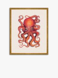 Brookpace Lascelles 'Octopus' Framed Canvas Print, 38 x 31cm, Red