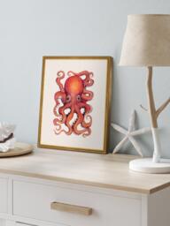 Brookpace Lascelles 'Octopus' Framed Canvas Print, 38 x 31cm, Red - thumbnail 2