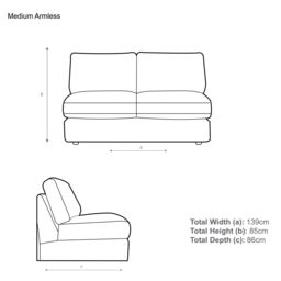 John Lewis Oliver Modular Medium 2 Seater Armless Sofa Unit - thumbnail 2