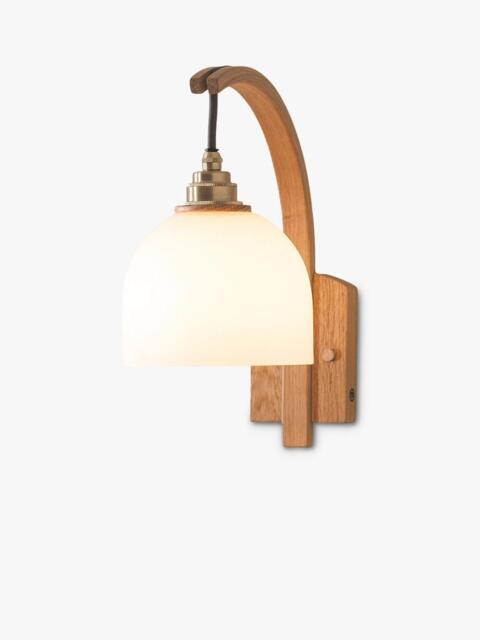 Tom Raffield Bue Glass Shade Wood Stem Wall Light, Oak - image 1
