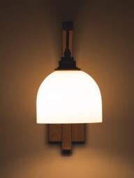 Tom Raffield Bue Glass Shade Wood Stem Wall Light, Oak - thumbnail 4