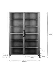 nkuku Takua 2 Door Iron Wide Display Cabinet, Grey - thumbnail 6