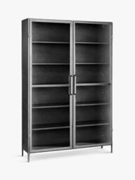 nkuku Takua 2 Door Iron Wide Display Cabinet, Grey - thumbnail 5