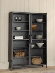 nkuku Takua 2 Door Iron Wide Display Cabinet, Grey - thumbnail 2