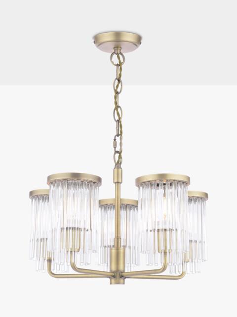 Laura Ashley Hilcote Glass Rods Pendant Ceiling Light, Matt Antique Brass - image 1