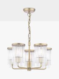 Laura Ashley Hilcote Glass Rods Pendant Ceiling Light, Matt Antique Brass - thumbnail 1