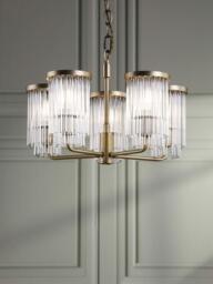 Laura Ashley Hilcote Glass Rods Pendant Ceiling Light, Matt Antique Brass - thumbnail 2