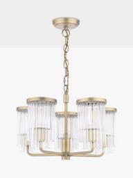 Laura Ashley Hilcote Glass Rods Pendant Ceiling Light, Matt Antique Brass - thumbnail 4