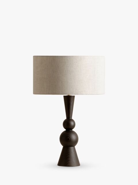 lights&lamps Carmine Smoked Wood Table Lamp, Dark Brown - image 1