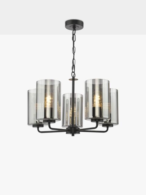 Där Daylin 5 Arm Glass Pendant Ceiling Light, Black - image 1