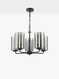 Där Daylin 5 Arm Glass Pendant Ceiling Light, Black - thumbnail 2