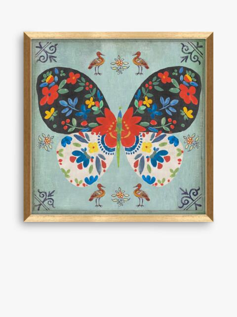 John Lewis Aimee Wilson 'Frida Butterfly' Framed Print, 32 x 32cm, Blue/Gold - image 1